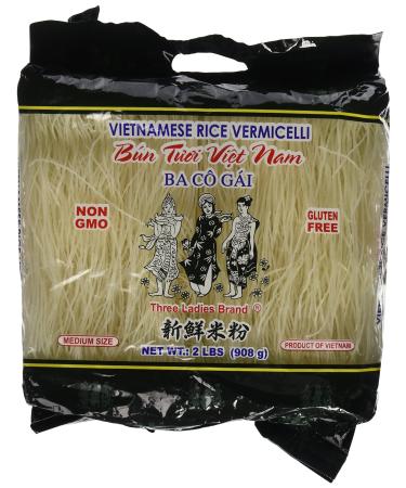 Three Ladies Brand Vietnamese Rice Vermicelli 2lbs (Pack of 2) 2 Pound (Pack of 2)