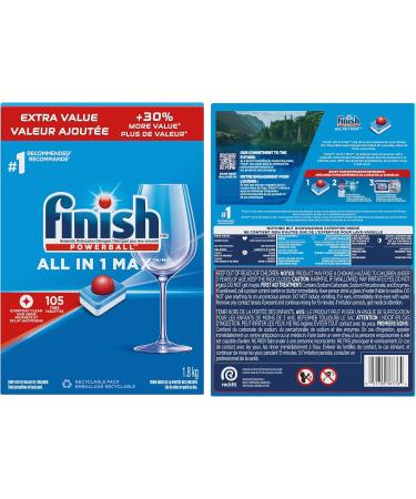 Finish Power Ball All In 1 Max Dishwasher Detergent Pods For Everyday Clean and Shine 105 Tabs 105 count (Pack of 1) Fresh Dishwasher Detergent - Buy Online on GoSupps.com