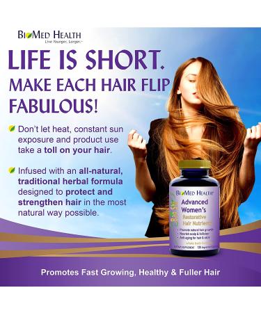BioMed Health Hair Growth Vitamins for Women - 120ct | Promote Regrowth & Anti-Gray - Buy Online on GoSupps.com