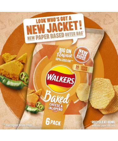 Walkers Oven Baked Cheese & Jalapeno Crisps 6 x 22g - Deliciously Spicy Snack Pack - Buy Online on GoSupps.com