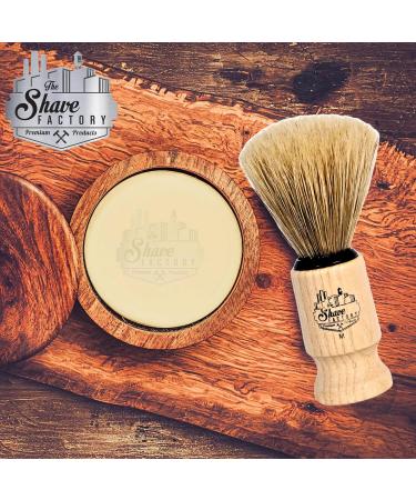 100% Pure Boar Bristle Shaving Brush - Medium Beech Wood Handle | The Shave Factory for Ultimate Shave Experience - Buy Online on GoSupps.com