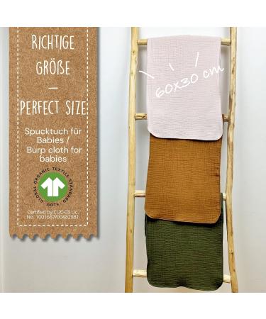 Buy Mimadu Bio GOTS Spitche Baby Muslin Towels - Soft Organic Cotton 3-Pack for Boys & Girls (60x30 cm) - Eco-Friendly Spitting Cloths - Buy Online on GoSupps.com