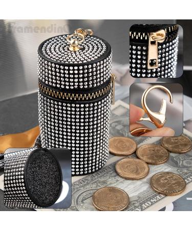 Framendino 2 Pack Rhinestone Lipstick Case Keychains - Leather Mini Lip Gloss Organizer & Travel Makeup Storage Bag (Black - Buy Online on GoSupps.com