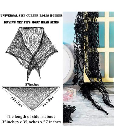 2 Pieces Cotton Triangle Hair Net for Rollers - Black | Women's Mesh Sleep Hair Net | Triangular Hair Setting Net - 35 x 35 x 57 Inches - Buy Online on GoSupps.com