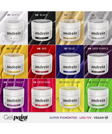  Andreia Andreia Professional Gel Nail Art Paint Pots - Highly pigmented intense color - No drips high viscosity - Vegan - 4g - 09 Fluorescent Purple - Buy Online on GoSupps.com