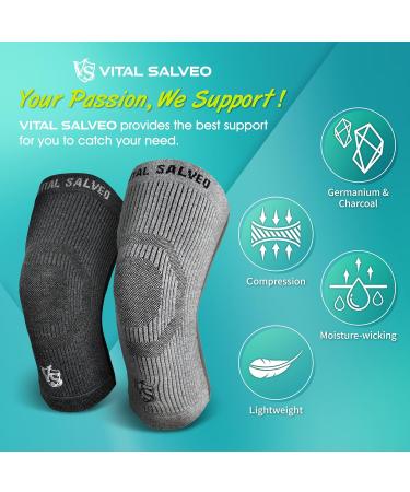 Vital Salveo Knee Compression Sleeve for Swelling Recovery | Knee Brace for Pain Relief in Men & Women | Unisex Sports Support for Running Basketball & Gym (Light Grey XXXL - Buy Online on GoSupps.com