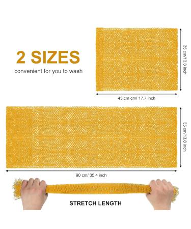 2 Piece African Net Bath Sponge Set - Exfoliating Long Body Scrubber & Back Washcloth (Yellow) - Perfect for Daily Use & Stocking Stuffers - Buy Online on GoSupps.com