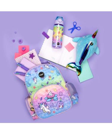 Fringoo Kids Water Bottle with Straw - Leak Proof BPA Free 600ml for School, Nursery & Travel - Narwhal & Seahorse Design - Buy Online on GoSupps.com