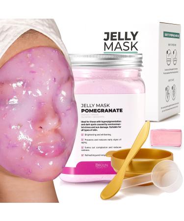 BR UN Jelly Mask Jar Pomegranate Peel-Off Face Care Rubber Mask | 23 fl oz Skin Care Moisturizing Gel Mask Jar Spa Set