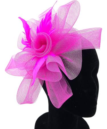 Hot Pink Fascinator Ladies Feather Beak Clip Fascinator / Headband Weddings Races Royal Ascot Hair Piece - Buy Online on GoSupps.com