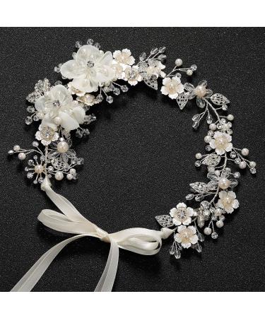 SWEETV Ivory Tulle Flower Girl Headpiece with Pearls - Perfect for Weddings, Birthdays, and First Communion - Buy Online on GoSupps.com