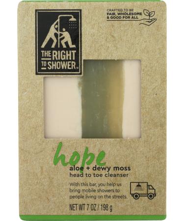 The Right to Shower Hope Shampoo Bar Bar Soap and Dewy Moss Vegan oz, Aloe Vera, 7 Ounce Hope 7 Ounce (Pack of 1)