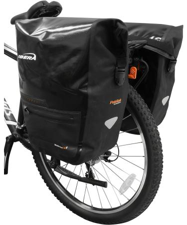 Ibera 30L Waterproof Bike Panniers (Pair) - PakRak Clip-On Quick-Release Saddle Bags with Rain Cover - Fits Most Bicycle Racks - Black - Buy Online on GoSupps.com