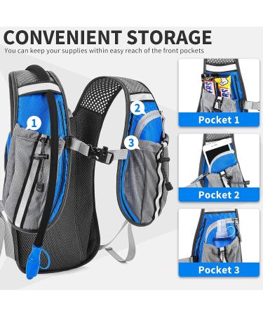 SHARKMOUTH Insulated Hydration Vest with 2L Water Bladder - Lightweight Outdoor Sports Gear for Men and Women - Ideal for Running, Cycling, Climbing, Hiking - Blue - Buy Online on GoSupps.com