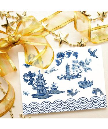 Whaline Chinoiserie Pattern Paper - 24 Sheets Blue China Scrapbook Specialty Paper - Buy Online on GoSupps.com