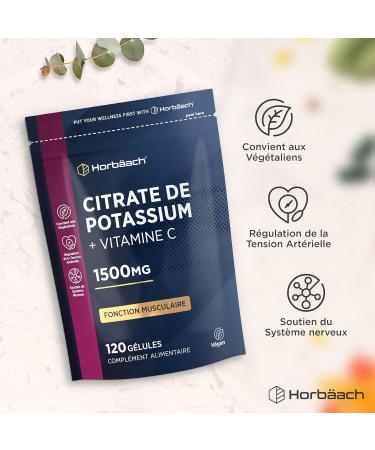 Citrate de Potassium avec Vitamine C | 1500mg | 120 Comprim s V gans | D veloppement musculaire et lectrolytes EFSA | Haut Dosage | Compl ment de Potassium | Horbaach - Buy Online on GoSupps.com