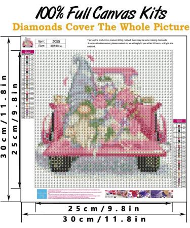 Gnome Truck Diamond Painting Kit 12X12inch - 5D Full Round Drill for Adults & Kids - DIY Diamond Art Crafts - Flower Home Wall Decor - Diamond Dots Painting with Gemstones - Buy Online on GoSupps.com