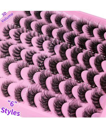 HeyAlice Wholesale Natural False Eyelashes Set - 30 Pairs Faux Mink Fluffy Wispy Cat Eye Lashes - 6 Styles Mixed 3D Strip Fake Eyelashes - Buy Online on GoSupps.com