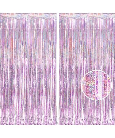 BRAVESHINE Pink Glitter Tinsel Foil Fringe Curtains - 2 Pcs 3.2x8.2 ft Metallic Holiday Photo Backdrop for Girl Princess Birthday Wedding Unicorn Bridal Shower Bachelorette Party Supplies Decorations - Buy Online on GoSupps.com