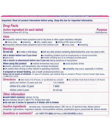 Benadryl Ultratabs 25mg Antihistamine Allergy Relief Tablets - 24 ct - Buy Online on GoSupps.com