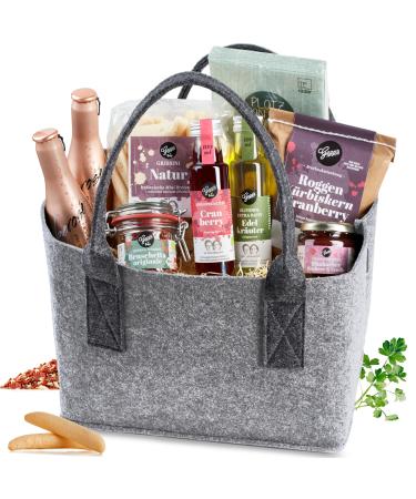 Gepp s delicatessen gift set "Filz bag picnic" I gift basket with bread mixture bruschetta grissini dip & other delicacies i perfect for picnic pocket in gray