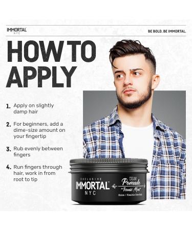 Immortal NYC Iconic Men Cream Pomade - Medium/Strong Hold Low Shine All-Natural Water-Based - No Residue Perfect for All Hair Types - Buy Online on GoSupps.com