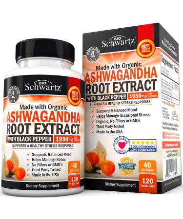 BioSchwartz Ashwagandha Root Extract 1950 mg 120 Veggie Caps
