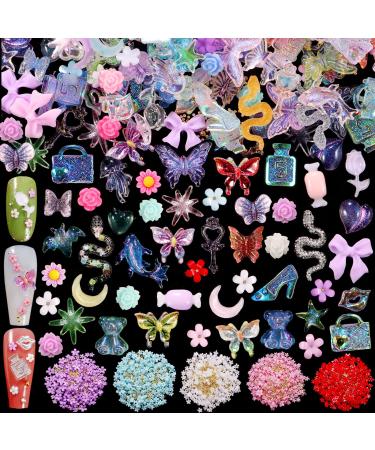 1400pcs 3D Nail Charms 3D Butterfly Nail Charms Y2K Nail Charms Nail Accessories for Nail Art Rhinestones Nail Charms for Acrylic Nails Nail Art Supplies Kawaii Nail Charms for Acrylic Nails Luxury 1-100 multi-shape