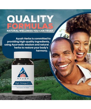 Ayush Herbs High Omega 3 - Omega 3 Fish Oil 1000mg Per Capsule EPA & DHA Fish Oil Supplement for Women & Men Natural Lemon Flavor - 60 Softgel Capsules (1 Count) - Buy Online on GoSupps.com
