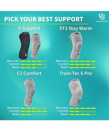 Vital Salveo Knee Compression Sleeve - Unisex Pain Relief Brace for Swelling & Recovery | Ideal for Running Basketball & Gym Workout (Dark Grey XXXL - Buy Online on GoSupps.com