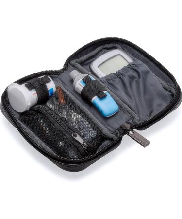 Myabetic James Diabetes Compact Case - Black | Organize Glucose Meter, Test Strips, Lancing Device & Lancets | Insulation Pocket | Diabetes Management Essential - Buy Online on GoSupps.com