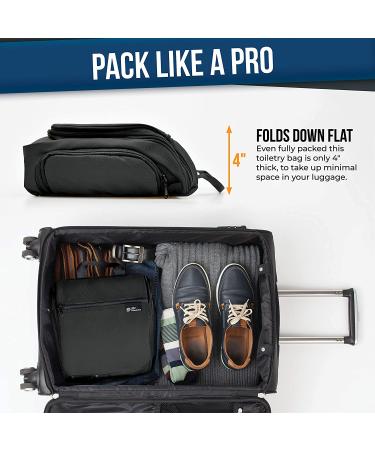 Large Hanging Travel Toiletry Bag for Men and Women - 10 Compartment Organizer with YKK Zippers, XXL Metal Swivel Hook - Water-Resistant Nylon in Black - Buy Online on GoSupps.com