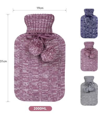 Samply 2L Hot Water Bottle with Knitted Cover - Hot & Cold Compress for Pain Relief - Purple - Buy Online on GoSupps.com