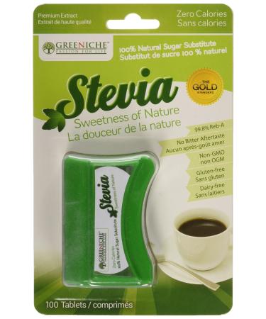 Greeniche Natural Stevia (Tablets) White 100 Count (Pack of 1)