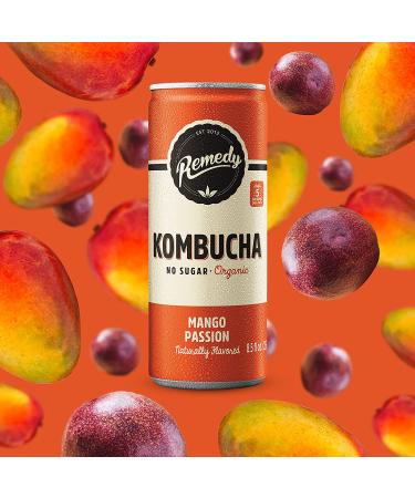 Remedy Kombucha Tea Organic Drink | Sugar-Free, Keto, Vegan & Gluten-Free | Mango Passion Flavor | 8.5 Fl Oz Can 24-Pack - Buy Online on GoSupps.com