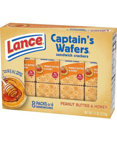 Lance Sandwich Crackers Captain's Wafers Peanut Butter and Honey 8 Ct Box - Delicious Snack Option - Buy Online on GoSupps.com