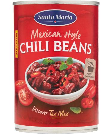 Santa Maria Soft Mexican Chili Beans | 12 x 410g | Chili beans ideal for chili con carne | Rich in flavour Chili Beans 12 x 410g