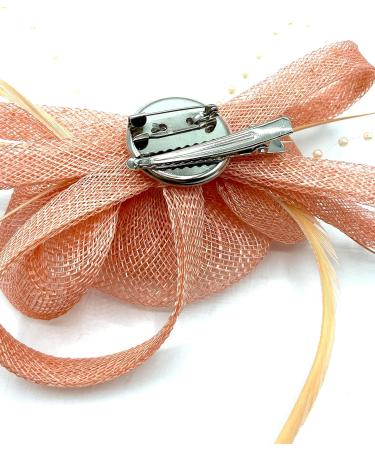 Ladies Peach Feather Beaded Beak Clip Fascinator for Weddings, Races & Royal Ascot - Buy Online on GoSupps.com