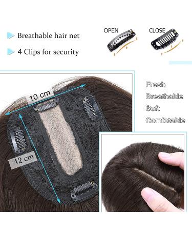 SEGO Human Hair Topper 6 Inch Dark Brown - Silk Base Clip-in Hair Piece for Women with Slight Hair Loss - 130% Density - Cover Gray Hair - Buy Online on GoSupps.com