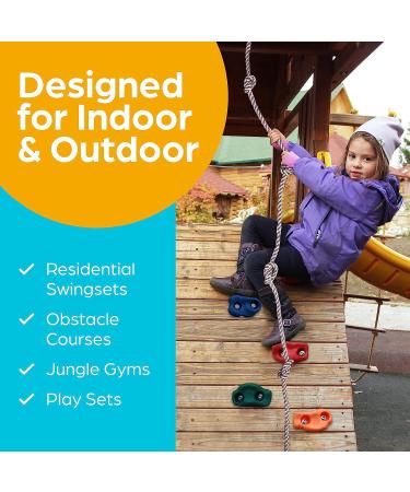 Jungle Gym Kingdom Rock Climbing Holds for Kids - Indoor & Outdoor Climbing Kit with Hardware, Rope, and 25 Handles - Buy Online on GoSupps.com