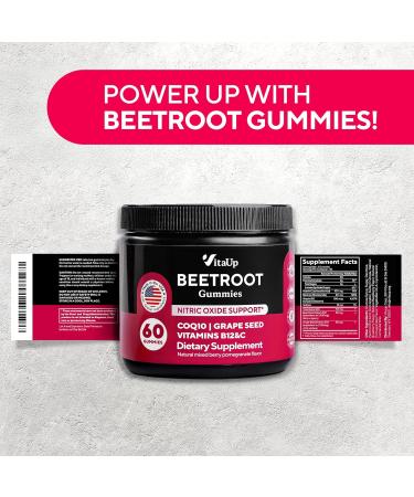 Beet Root Gummies Nitric Oxide Beets Supplements with CoQ10 Grape Seed Vitamin C B12 & B3 60 Beets Chews Gummies 60 Count (Pack of 1) - Buy Online on GoSupps.com