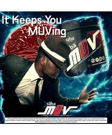 Saba MUV - Energy Nootropics & Brain Health: Enjoy Jitter-Free Energy from botanicals Vitamins and Minerals. Boost Focus Mood Memory and cognition for Peak Performance. 60 Capsules. - Buy Online on GoSupps.com