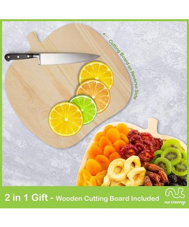 Dried Fruit & Nuts Gift Basket in Wooden Apple Tray + Green Ribbon - 9 Assortments | Holiday & Birthday Gourmet Arrangement | Healthy Kosher Snack Box - Buy Online on GoSupps.com