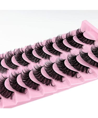 KOKAY False Eyelashes Fluffy Russian Strip Lashes 10 Pairs Natural Curly Fake Mink Lashes 3D Effect Lightweight Sweat-proof Reusable Eye Lashes for Every Type of Face Gift for Her (A-18MM) - Buy Online on GoSupps.com