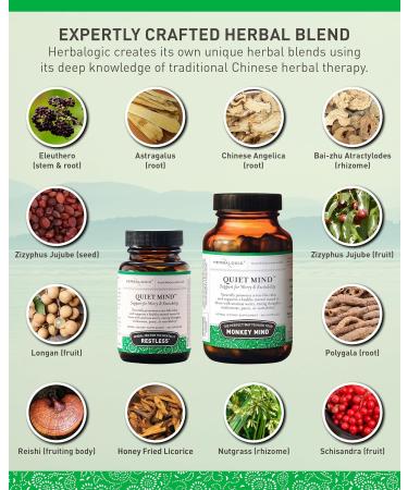 Herbalogic - Quiet Mind Herb Capsules - Non-Sedating Promotes a Feeling of Zen-Like Calm - Eases Anxious Worry and Panicky Mood - Based on The Traditional Chinese Formula GUI Pi Tang - 30 Cap Count 30 Count (Pack of 1) - Buy Online on GoSupps.com