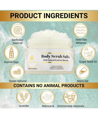 Dead Sea Salt Scrub - Bold Beautiful Cosmetics | Lavender & Matricaria Natural Body Scrub for Women & Men - 14oz International Shipping - Buy Online on GoSupps.com