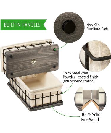 Rustic Wood Basket Set of 2 with Liners for Bathroom Decor - Farmhouse Toilet Paper Holder and Storage - Gray (2 Sizes) - Buy Online on GoSupps.com