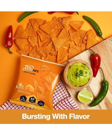 Real Ketones Keto Protein Chips with MCT - Nacho Cheese Flavor, 8 Pack - Low Carb Snack with Zero Sugar - Buy Online on GoSupps.com