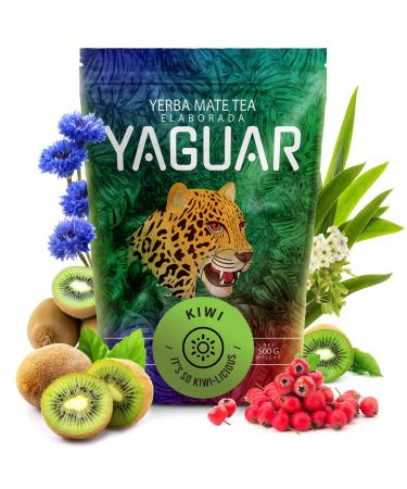 Yaguar Kiwi 0 5 kg | Yerba mat fruit du Br sil | Saveur douce | Puissance caf ine naturelle | Avec kiwi citronnelle bleuet 500 g | M thodes de production traditionnelles