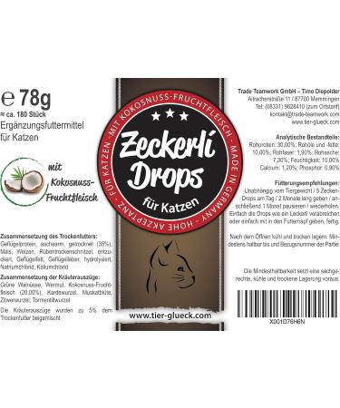 Trade Teamwork Zeckerli - Herbal Drops for Cats (5g Trial Pack) | Natural Coconut Green Walnut & Card Root Treats | Made in Germany - Buy Online on GoSupps.com